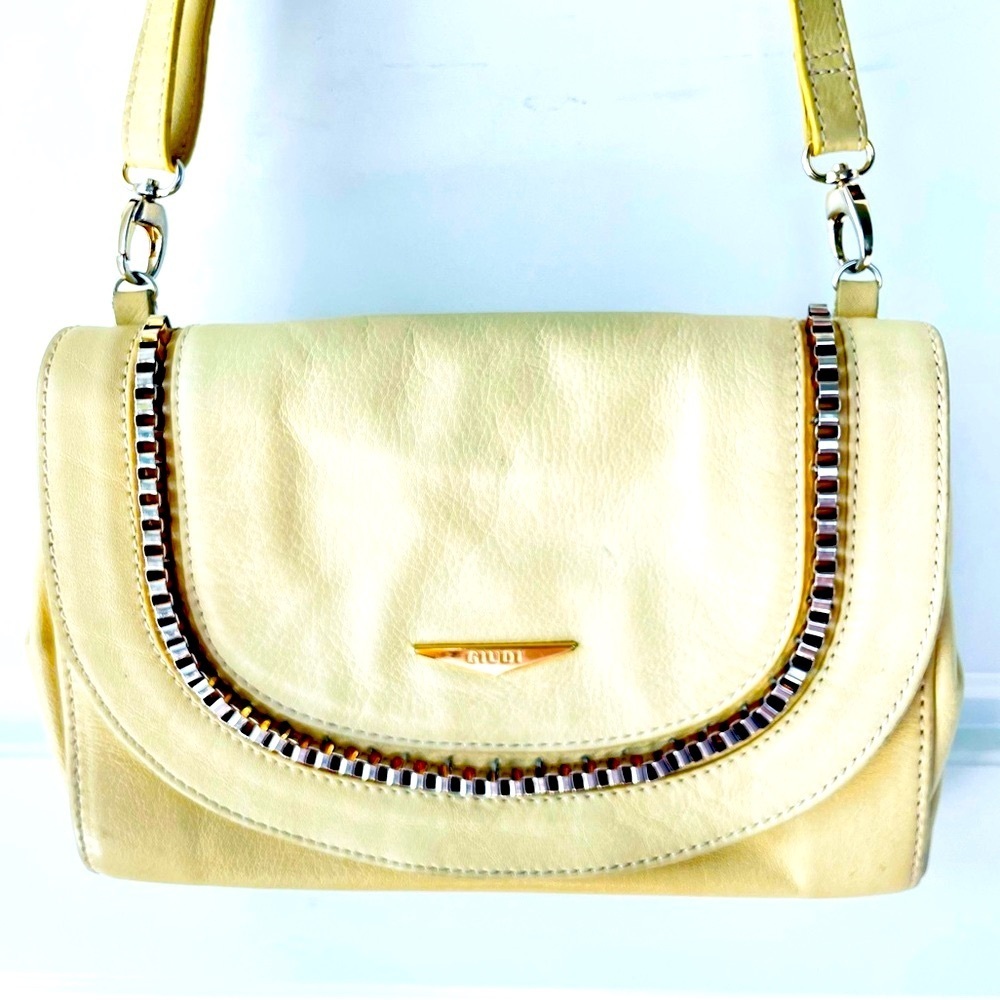GIUDI LEATHER YELLOW CROSSBODY VINTAGE SHOULDER WOMEN BAG